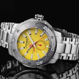 NEW! ARAGON Power Reserve Watch Automatic Yellow Dial 50mm SuperJet NE57